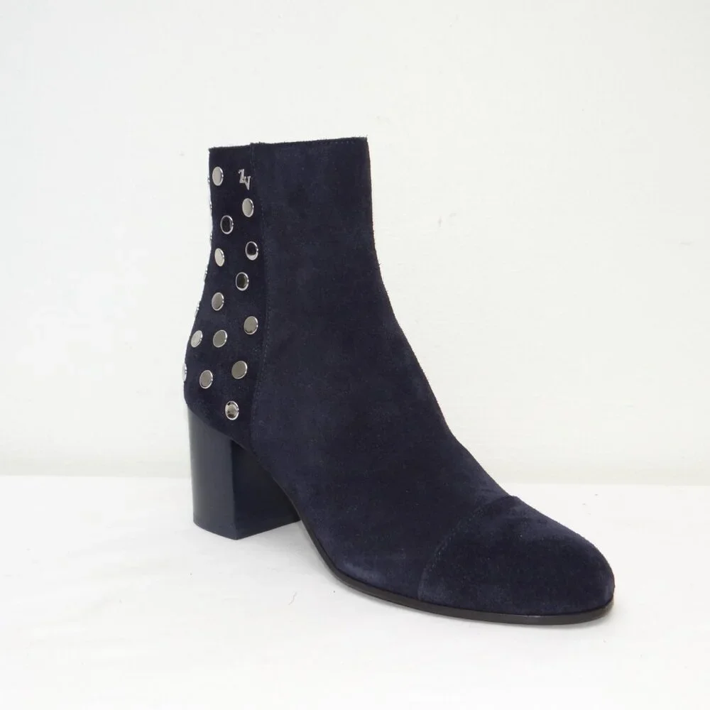 ZADIG & VOLTAIRE studded suede LENA ankle boots INK BLUE EU 37 US 6.5